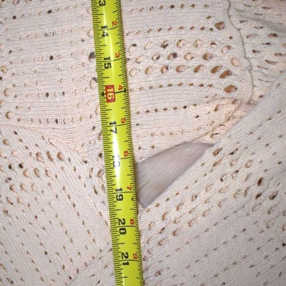 Zara Knit Cardigan Sweater Blouse M Cream Ruffle Button Up Flared Sleeve - Picture 8 of 16
